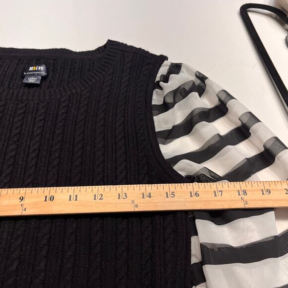 Anthropologie Maeve Black & White Contrast-Sleeves Sweater Size Large - Picture 9 of 10